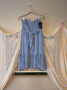 Light Blue Tie-Front Dress Country Romantic